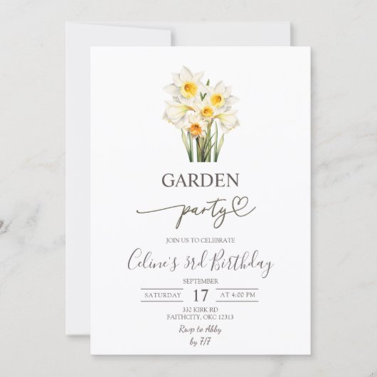 Spring Floral Daffodil Wreath Garden Party Kaart (Voorkant)