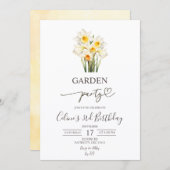 Spring Floral Daffodil Wreath Garden Party Kaart (Voorkant / Achterkant)