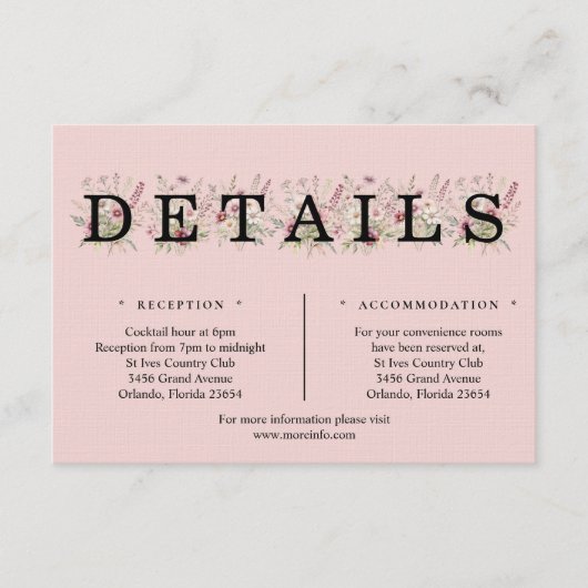 Spring Floral Details Enclosure Card Informatiekaartje (Voorkant)