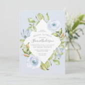 Spring Floral Diamond Dusty Blue Vrijgezellenfeest Kaart (Staand voorkant)