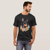 Spring Floral Doberman Dog Canine Puppy Trainer T-shirt (Voorkant volledig)