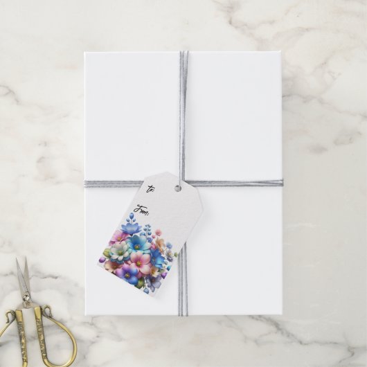 Spring Floral  dubbelzijdige Labels 10pk Cadeaulabel (Met Touw)