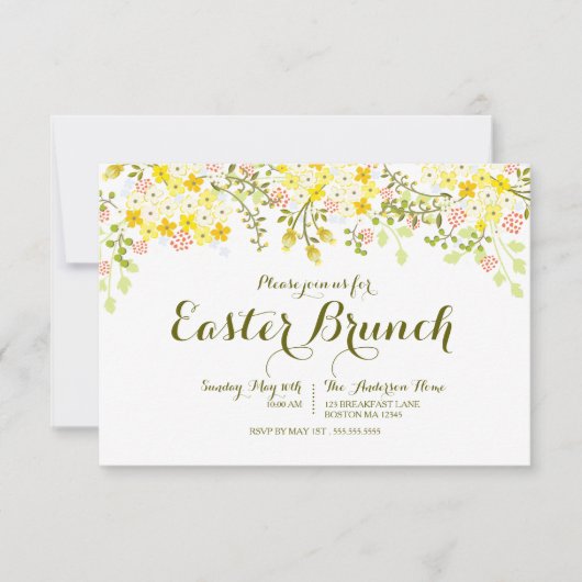 Spring Floral Easter Brunch Uitnodiging (Voorkant)