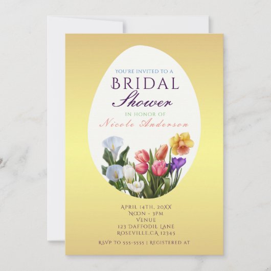 Spring Floral Easter Egg Bruids Douche Uitnodiging (Voorkant)