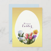 Spring Floral Easter Egg Elegant Save the Date Aankondigingskaart (Voorkant / Achterkant)