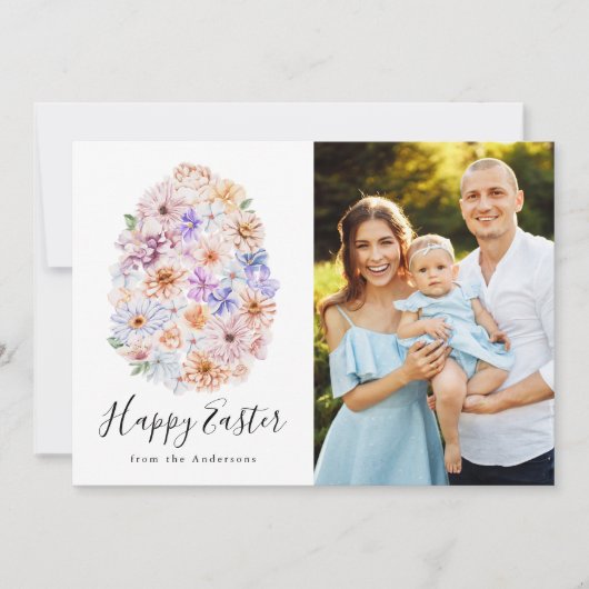 Spring Floral Easter Egg Foto Feestdagenkaart (Voorkant)