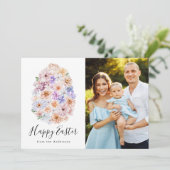 Spring Floral Easter Egg Foto Feestdagenkaart (Staand voorkant)