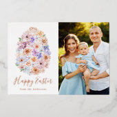 Spring Floral Easter Egg Foto Folie Feestdagenkaart (Voorkant)