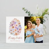 Spring Floral Easter Egg Foto Folie Feestdagenkaart (Staand Voorkant)