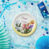 Spring Floral Easter Springtime Flowers Elegant Papieren Bordje (Feest)