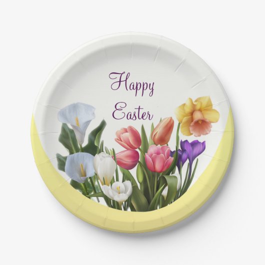 Spring Floral Easter Springtime Flowers Elegant Papieren Bordje (Voorkant)