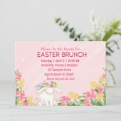 Spring Floral Easter Waterverf Bunny Brunch Kaart (Staand voorkant)