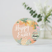 Spring Floral Egg Hunt Clover Happy Easter Roos Feestdagenkaart (Staand voorkant)