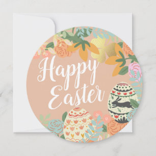 Spring Floral Egg Hunt Clover Happy Easter Roos Feestdagenkaart
