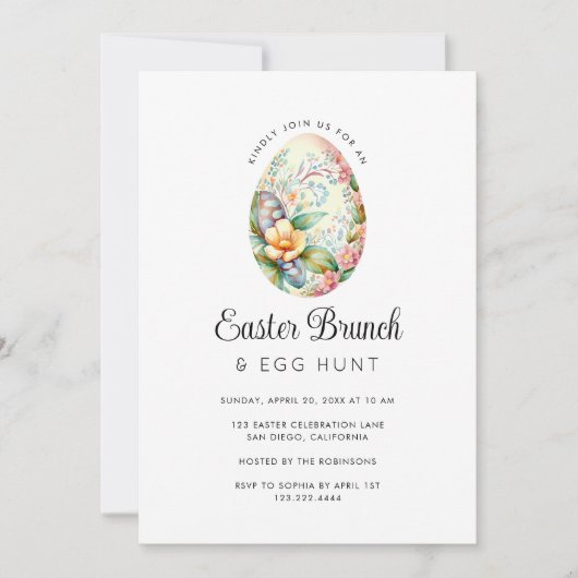Spring Floral Egg Hunt Paasbrunch Party Kaart (Voorkant)