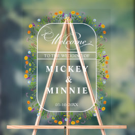 Spring Floral Elegant Huwelijk Welkom Acryl Bord