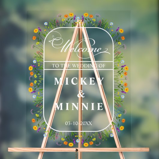 Spring Floral Elegant Huwelijk Welkom Acryl Bord (Neutraal)