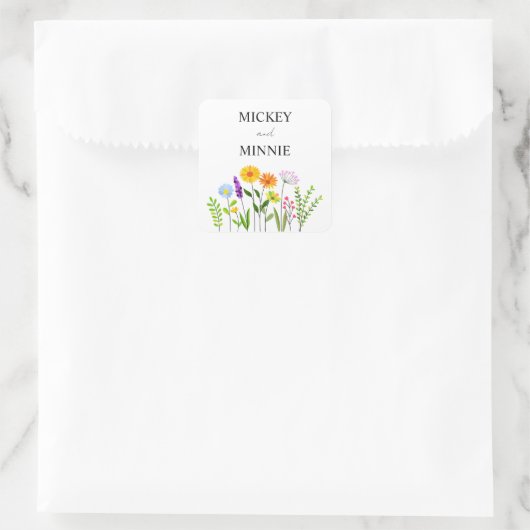 Spring floral elegante Wedding Square Sticker (Tas)
