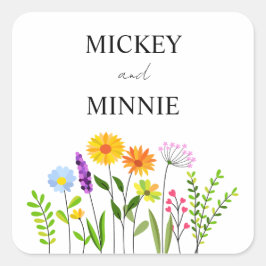 Spring floral elegante Wedding Square Sticker