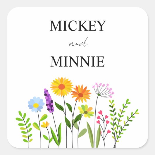 Spring floral elegante Wedding Square Sticker (Voorkant)