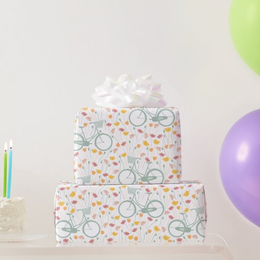 Spring Floral en  fietspatroon Cadeaupapier (Feestgeschenken)
