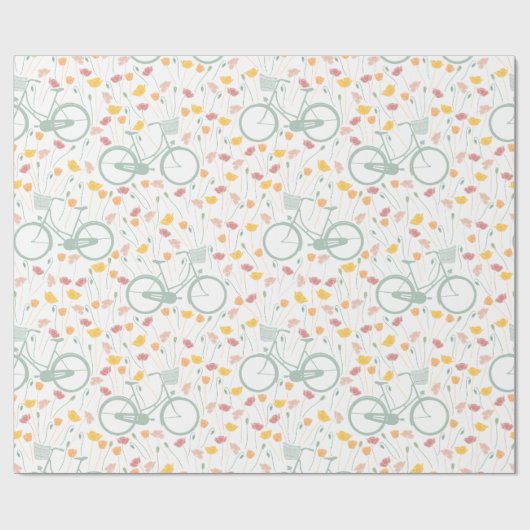 Spring Floral en fietspatroon Cadeaupapier (Vlak)