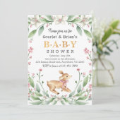 Spring Floral Fawn Woodland Wild Deer Baby shower Kaart (Staand voorkant)