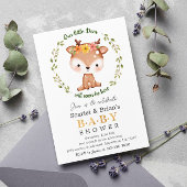 Spring Floral Fawn Woodland Wild Deer Baby shower Kaart