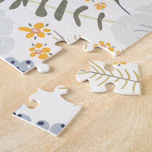 Spring Floral Flower Blue Green Grey Yellow Legpuzzel