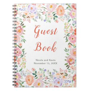 Spring Floral Flowers Wedding Guest Book Notitieboek