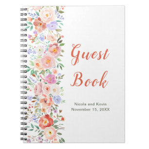 Spring Floral Flowers Wedding Guest Book Notitieboek