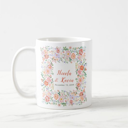 Spring Floral Flowers Wedding  Koffiemok (Links)