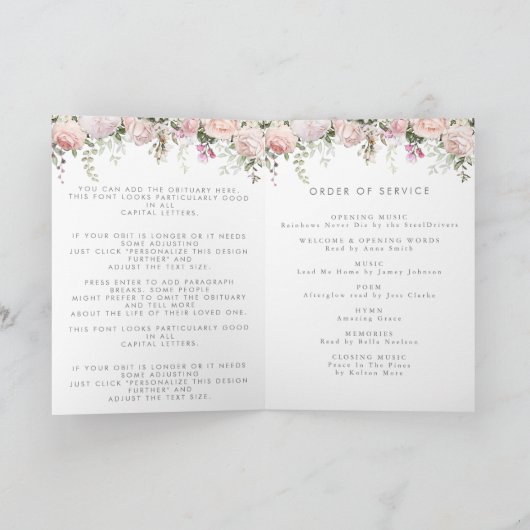 Spring Floral Folded Celebration of Life Programme Programma (Binnen)