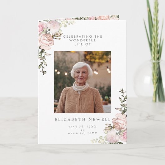 Spring Floral Folded Celebration of Life Programme Programma (Voorkant)