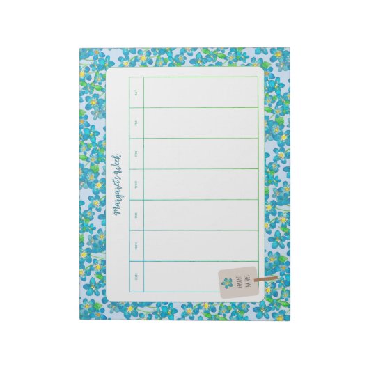 Spring Floral Forget Me Not Weekly Planner Notitieblok (Linkerzijde)