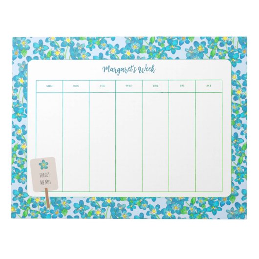 Spring Floral Forget Me Not Weekly Planner Notitieblok (Voorkant)