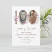 Spring Floral Foto 100e verjaardag Kaart (Staand voorkant)