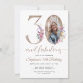 Spring Floral Foto 30e verjaardag Kaart (Voorkant)