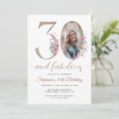 Spring Floral Foto 30e verjaardag Kaart (Staand voorkant)