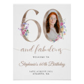 Spring Floral Foto 60e verjaardag Welkom Perfect Poster (Voorkant)