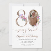 Spring Floral Foto 80e verjaardag Kaart (Voorkant)