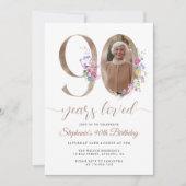 Spring Floral Foto 90e verjaardag Kaart (Voorkant)