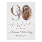 Spring Floral Foto 90e verjaardag Welkom Perfect Poster (Voorkant)