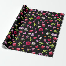 Spring Floral Fotoprint Zwarte achtergrond Wrap