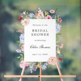 Spring Floral Frame Bridal Shower Acryl Bord