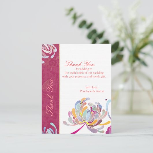 Spring Floral Fuchsia Weddenschap Bedankt (Staand voorkant)