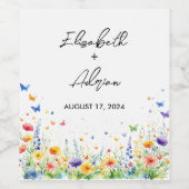Spring Floral Garden Butterflies Wijn Etiket (Enkel label)
