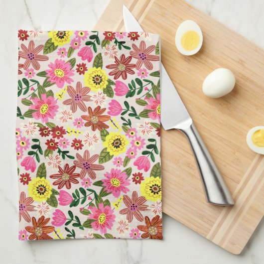 Spring Floral Garden Easter Kitchen Tea  Theedoek (Quarter Fold)