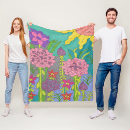 Spring Floral Garden Fleece Deken