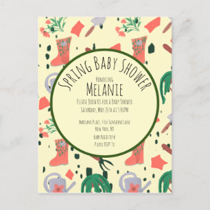 Spring Floral Garden Planten Baby shower Uitnodigi Briefkaart